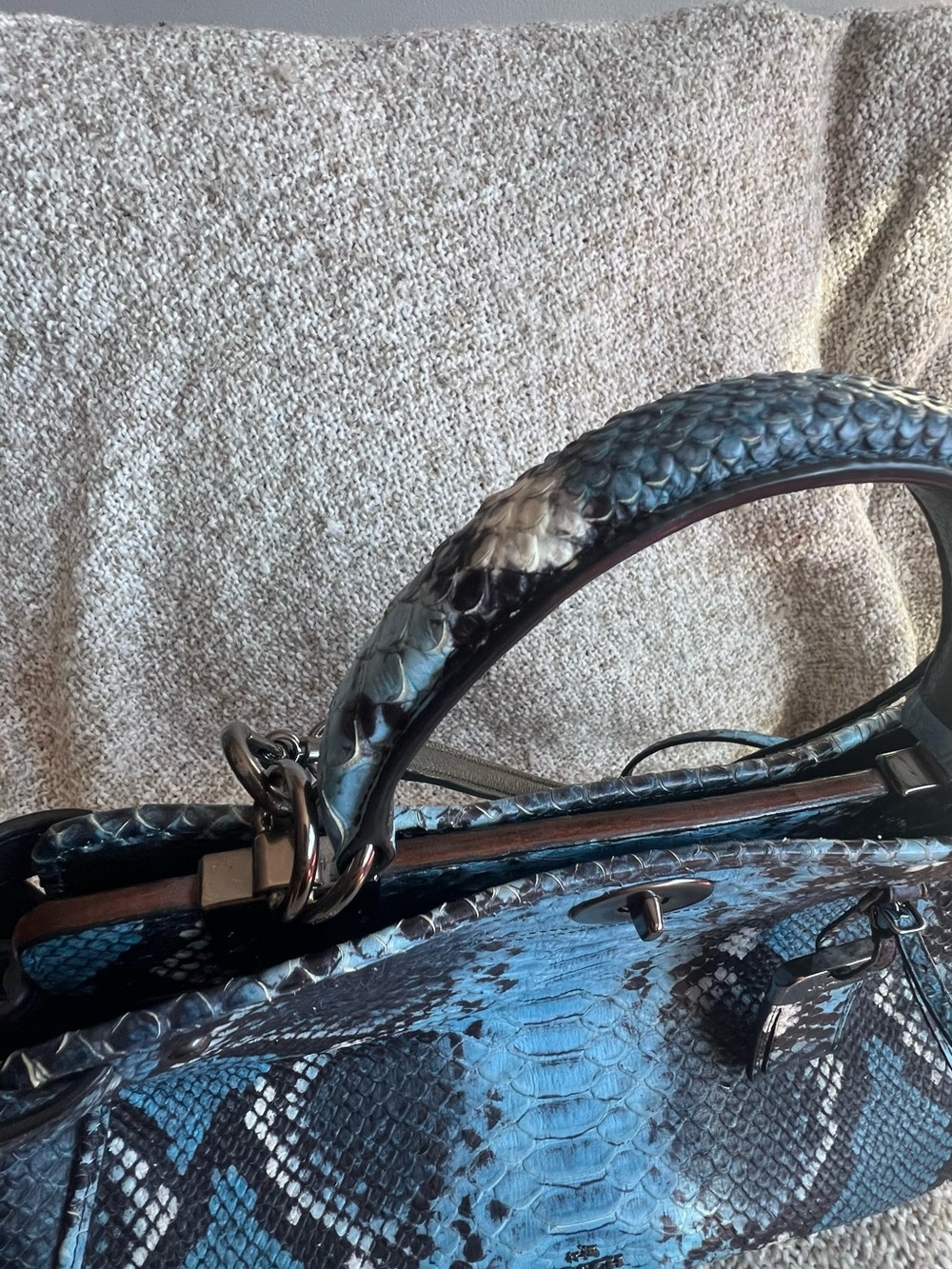 Coach Gramercy Blue Python Satchel - Picture 8 of 16
